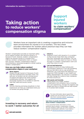 Fact sheet for workers - Taking action to reduce workers' compensation stigma